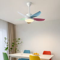 Ventilateur de plafond en fer de conception européenne moderne de 37 pouces, mini lampe LED, télécommande 6 vitesses, moteur CC, 5 pales, 220V, salon intelligent