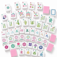160 Ubin Melamin Set Mahjong Modern Amerika Tema Bunga Pastel 30x22x14mm Peacock Bamboo Joker Pink OEM Custom