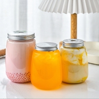 Gobelets en plastique PET carrés et ronds vides de 350 ml, 500 ml, 650 ml avec couvercle, pour boissons froides, thé au lait Boba, jus, bouteilles en plastique transparentes pour boissons