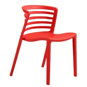 Outdoor plastic armrest chairs smart furniture stripe Hollow restaurant chair PP plastic dining chair