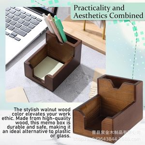 Porte-mémos en bois, organisateur de stylos de bureau avec rangement pour notes autocollantes, pour la maison, le bureau et l'école - Product Image 4