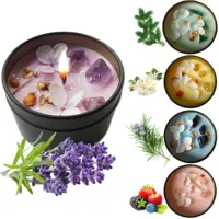 Bougie en cire de soja de luxe 250g, marque privée, faite à la main, semi-artisanale, parfum frais, fleurs séchées, pots en fer noir/étain, personnalisable