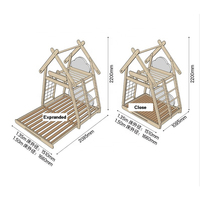 Lit de maison moderne Montessori pour enfants, toboggan en bois à deux places, couchette complète, lit pour tout-petit avec maison de jeux