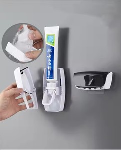 Best-Selling <b>Punch</b>-Free Toothpaste Dispenser and Toothbrush Holder <b>Set</b> Plastic Wall Shelves for Bathroom - Product Image 2