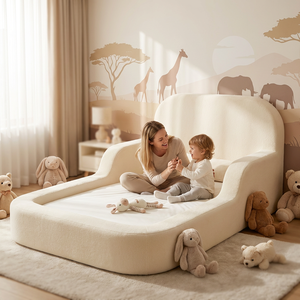 Cama de Piso para Niños y Pequeños Moderna 2026, Tapicería de Poliéster Cómoda y Ecológica sin Estructura con Diseño de Piso Bajo para Dormitorio - Product Image 1