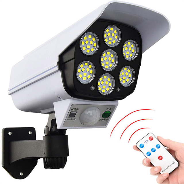 Outdoor Waterproof 77-LED Solar Motion Sensor Security Lights with Remote Control for Outdoor Use