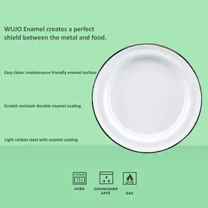Emaye üreticisi toptan özel Metal emaye tabaklar ve akşam yemeği için çanaklar