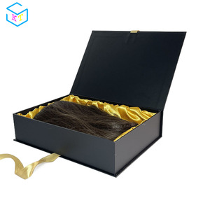 Caja Abierta Negra Personalizable con Inserto de Satén de Seda para Pelucas, Ideal para Exhibición en Tiendas de Pelucas, Empaque de Regalos o Marca - Product Image 3