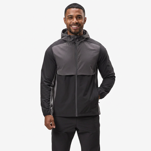 Vestes avancées en tissu tissé imperméable avec logo personnalisé Veste coupe-vent à fermeture éclair frontale avec capuche tempête pour homme - Product Image 1