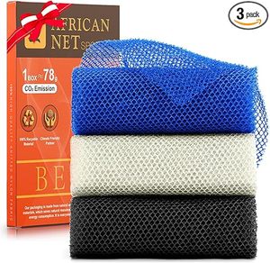 3 Pieces African Bath Sponge African Net Long Net Bath Sponge Exfoliating Shower Body Scrubber Back Scrubber Skin Smoother - Product Image 1