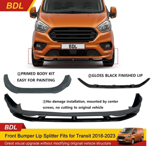 ลิ้นกันชนหน้าสปอร์ตสีดำเงาพร้อมพ่นรองพื้น สำหรับ <span class=keywords><strong>Transit</strong></span> <span class=keywords><strong>Custom</strong></span> ปี 2018-2023 ติดตั้งได้โดยตรงโดยไม่ต้องตัดแต่ง - Product Image 1