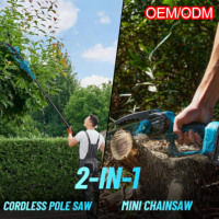 Ensemble d'outils électriques de jardinage d'extérieur portable, tronçonneuses à une main de 6 pouces, scies à chaîne télescopiques, combinaison OEM ODM