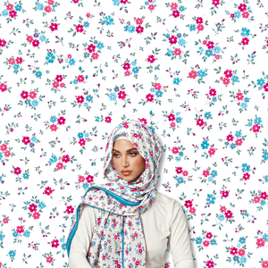 Organic Eco-Friendly Floral Print Woven Cotton Cambric Square Scarf Lightweight Printed Headscarf Ribbon for Women Daily Wear - Product Image 1