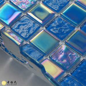 Giá bán buôn màu xanh màu xanh lá cây óng ánh thủy tinh pha lê hồ bơi Gạch Mosaic - Product Image 4