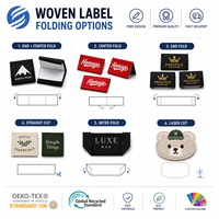 Étiquettes et étiquettes de vêtements tissées en coton écologique pour vêtement Étiquette tissée à pli d'extrémité de logo personnalisé