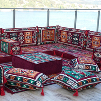 Canapé d'angle modulable en tissu rouge en forme de U, style Majlis arabe, pour appartement, centre commercial, salon