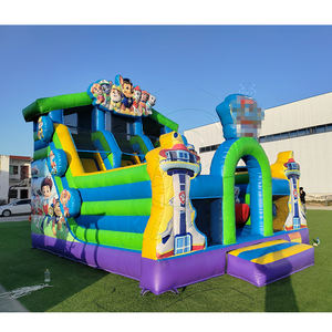 Châteaux gonflables pour chiens à pattes éco-responsables pour l'extérieur, double toboggan pour enfants, château gonflable avec garantie de 3 ans - Product Image 4