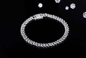 Women's Classic Style Christian Religious Sterling Silver Cuban <b>Bracelet</b> Fine Chain Link <b>Tennis</b> Bangle Moissanite Elegant Design - Product Image 2