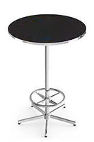 Table de pub d'occasion commerciale Table de bar minimaliste en métal ronde à base chromée de bonne qualité avec repose-pieds