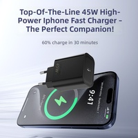 Pengisi Daya Cepat 45W PD Colokan EU Bersertifikasi CE USB Tipe C untuk Laptop, Ponsel, dan Tablet