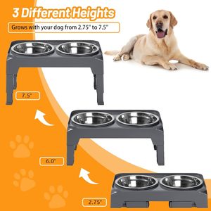 Cuencos elevados para perros con comedero lento Cuencos elevados para perros Cuenco elevado ajustable de 5 alturas para perros - Product Image 2