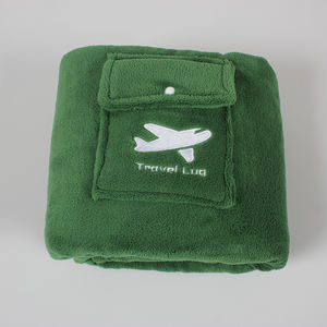 شعار مخصص بسعر الجملة المحمولة جدا لينة و دافئ مكتب السفر وسادة سيارة الصوف بطانية مع حقيبة - Product Image 3