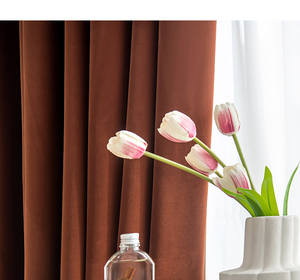 Tissu de rideau occultant moderne personnalisable de haute qualité, 90 % occultant, insonorisant, isolant thermique, 100 % polyester, couleur caramel - Product Image 5