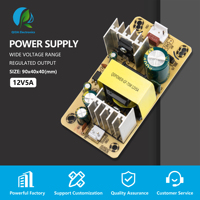 75W 12V 5A Open Frame Switching Power Supply AC-DC Output Tunggal PSU Industri Pendingin Modular Efisiensi 87% Ripple 100mV