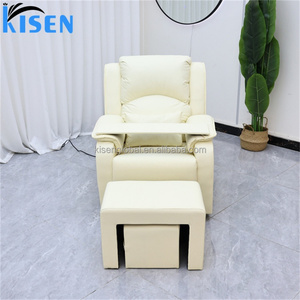 Sillón de Pedicura Reclinable de Respaldo Alto, Color Beige, Moderno y Profesional, a Precio Económico de Kisen, Sofá para Spa de Pies para Salón de Uñas - Product Image 1