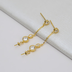 Boucles d'oreilles en argent S925 flocon de neige pour femme, accessoires tendance DIY avec support vide pour 5-7 perles, boucles d'oreilles pendantes tendance - 1009 - Product Image 2