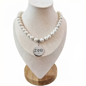 Collares con Colgante de Letras Griegas Personalizadas de la Hermandad Zeta, con Cuentas, Admiten Personalización - Product Image 1
