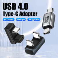 Adaptateur USB-C vers USB en forme de U PD240W 8K60Hz 80Gbps Connecteur Femelle/Mâle à 180 Degrés Thunderbolt 4/3 Commutateur pour Ordinateur Portable DC LED