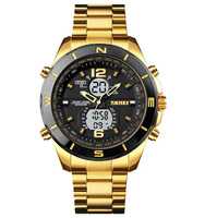 Montre analogique-numérique en acier inoxydable SKMEI 1670, la plus populaire, étanche, double heure, montres de sport, marque haut de gamme, Relojes