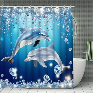 Cá Heo Kim Cương Thiết Kế Tắm Vòi Hoa Sen Rèm Thiết Lập Phong Cách Cổ Điển Polyester Không Thấm Nước Phòng Tắm Thảm Thảm Với In Kỹ Thuật Số - Product Image 2