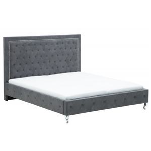 Dormitorio Cama de diseño de lujo moderno <span class=keywords><strong>con</strong></span> cabecero de mechones Alas <span class=keywords><strong>con</strong></span> <span class=keywords><strong>tachuelas</strong></span> Cama King <span class=keywords><strong>con</strong></span> marco de madera tapizado de terciopelo - Product Image 3