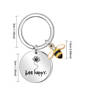 נירוסטה דבורה שמחה Keyring Keychain מתנה עם דבורה תליון עבור אמא דודה בת אחיינית חברים - Product Image 5