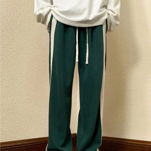 <span class=keywords><strong>กางเกง</strong></span>วอร์มแฟชั่นผู้ชายสีดำลายทางสีเขียวออกแบบโลโก้ได้ตามต้องการ - Product Image 1