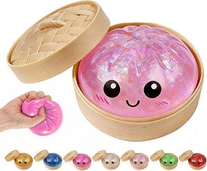 Glitter Dumpling Stress <b>Ball</b> Steamer <b>Squeeze</b> Fidget Toy for Anxiety Relief Soft Stretchy Decompression Toy for Adults - Product Image 3