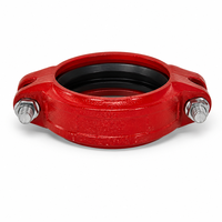 Raccords de tuyauterie en fonte ductile rainurés, en forme de T, approuvés FM UL pour système de protection incendie, peints en rouge