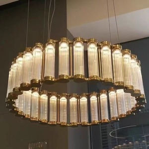Modern Gold Chandelier Round <b>LED</b> Pendant <b>Light</b> For Living Room Dining Room Luxury Interior Lighting - Product Image 3