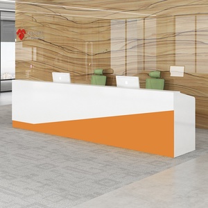 Hot/best Selling Design Plans l Shaped Front <b>Desk</b> White Reception Counter - Product Image 6