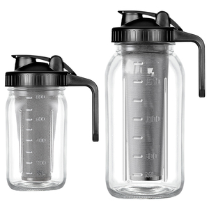 Cafetera de boca ancha de 64 oz, jarra de tarro Mason con filtro de acero inoxidable para café helado y té, limonada - Product Image 2