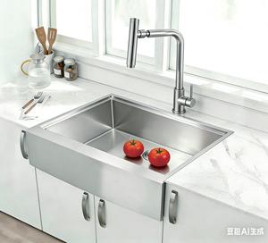 Farmhouse Apron-Front Large Standard Single Bowl 304 Stainless Steel Handmade NANO Surface Kitchen Sink Commercial Grade OEM - Product Image 2