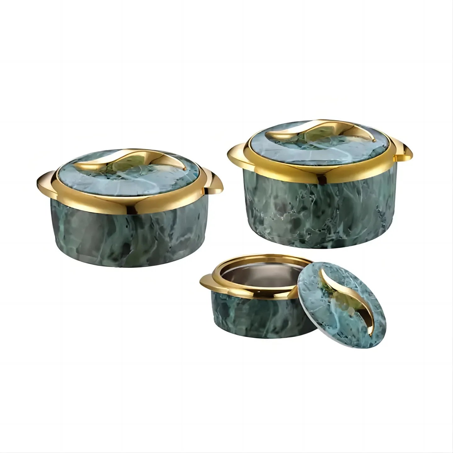Luxe 3 pièces/ensemble usage domestique isolé en acier inoxydable hot pot chauffe-aliments casserole conteneur