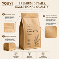 Pochettes en papier kraft personnalisées à fond plat, qualité alimentaire, recyclables, pour emballage de café avec fermeture éclair, 250g 500g 1kg