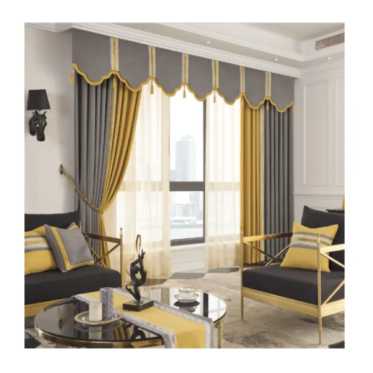 Rideau de fenêtre d'hôtel classique de luxe, Design avec Style de dubaï, tissu européen, matière première