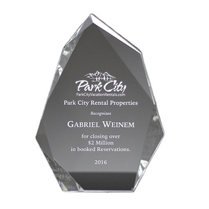 Exquisito Trofeo de Cristal Grabado - Personalizado para Contribuciones Filantrópicas y Logros Duraderos - Product Image 1