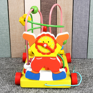 Promotion en gros animal coloré en bois de <span class=keywords><strong>labyrinthe</strong></span> de perles jouets pour enfants <span class=keywords><strong>Le</strong></span> nouveau design dessin animé clown Remorqu - Product Image 2