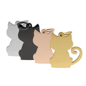 Liontin baja tahan karat terukir logo grafik jimat polos kucing Gog ikan tulang Pet ID tag desainer jimat gelang liontin kustom - Product Image 3