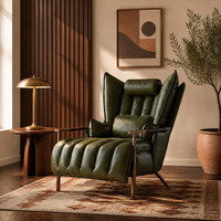 Fauteuil impérial minimaliste italien, canapé simple en cuir de luxe rétro, design imprimé tigre, salon en bois